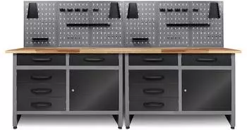 Ondis Werkstatt-Set Holger 240cm, 2x Werkbank, 6x Lochwand