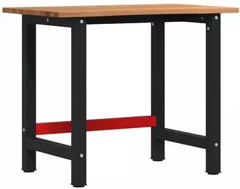 vidaXL Werkbank Massivholz Eiche hellbraun 100x60x81,5cm