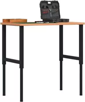vidaXL Werkbank 100x60x(71,5-98)cm rechteckig Buchenholz