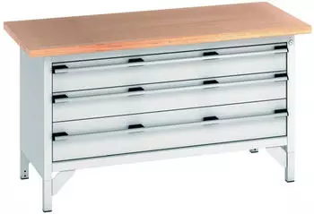 Bott cubio Kastenwerkbank Multiplex-Arbeitsplatte 1500x750x840mm RAL 7035 (41002169.16V)