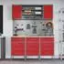 vidaXL Werkbank mit 7 Schubladen, Holz und Stahl, rot (3321437)