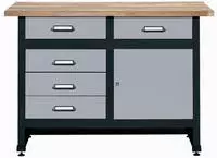 K&uuml;pper Werkbank 12047 ultramarinblau, 120x84x60cm, 5 Schubladen, 1 T&uuml;r, 300 kg