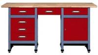 K&uuml;pper Werkbank 12577, 170 x 60 x 84 cm, 6 Schubladen, 1 T&uuml;r, 300 kg Traglast, 30