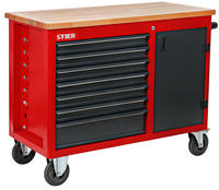 STIER Fahrbare Werkbank, mit 7 Schubladen und T&uuml;r, 925x1120x520 mm, in Dunkelgrau