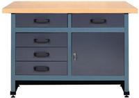 K&uuml;pper Standardwerkbank Werktisch 1200 x 600 x 840 mm 5 Schubladen Fl&uuml;gelt&uuml;r