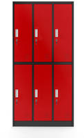 Jan Nowak Schliessfachschrank, Rot, Anthrazit, Metall, 90x185x45 cm,...