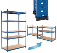 Werkstattregal Schwerlastregal 200x100x50 Cm Blau Aus Pulverbeschichtem Metall Mit 5