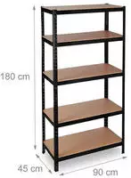 Schwerlastregal, Traglast 1325 Kg, 5 Ebenen, Zum Stecken, Keller, Garage, 180x90x45