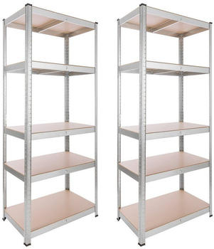 Arebos 2x Schwerlastregal 180 x 75 x 45 cm 875 kg Kellerregal Steckregal verzinkt