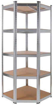 Arebos Eckregal 70x70x180 cm Eckregal 875kg in 3 Farben Stück silber