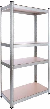 Arebos Schwerlastregal 160 x 80 x 40 cm 320 kg Tragkraft 0,7 mm 4 MDF-Platten Einfache Montage durch Stecksystem und ohne Schrauben Steckregal Kelleregal verzinkt