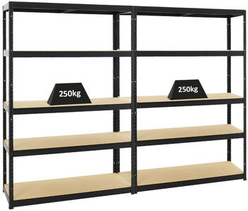 Proregal Mega Deal 2x Schwerlastregal Big Elephant S HxBxT 180 x 120 x 45 cm Fachlast 250 kg Schwarz
