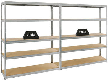 Proregal Mega Deal 2x Schwerlastregal Giant Elephant HxBxT 180 x 150 x 45 cm Fachlast 200 kg Verzinkt