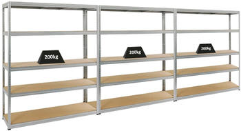 Proregal Mega Deal 3x Schwerlastregal Giant Elephant HxBxT 180 x 150 x 45 cm Fachlast 200 kg Verzinkt