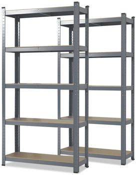 Karat Schwerlastregal Odin 2er Set Traglast bis 875 kg Grau 150 x 75 x 30 cm