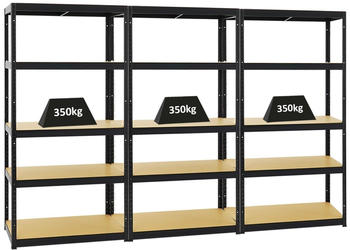 Proregal Mega Deal 3x Schwerlastregal Slim Elephant S HxBxT 180 x 90 x 45 cm 5 Ebenen Fachlast 350 kg Schwarz