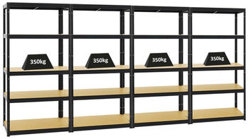Proregal Mega Deal 4x Schwerlastregal Slim Elephant S HxBxT 180 x 90 x 45 cm 5 Ebenen Fachlast 350 kg Schwarz