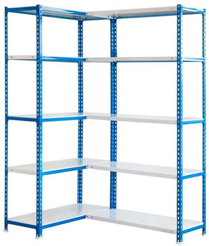 Proregal Eckregal Metal Shark HxBxT 180 x 90 x 30 cm Fachlast 80 kg Blau