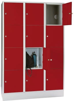 Wolf Wertfachschrank 400 mm 3 Abteile 12 Fächer Sicherheitszylinderschloss Sockel feuerrot
