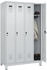 C+P Kleiderspind Evolo Plus 4 Abteile 300 mm Abteilbreite mit Füßen Anschlag rechts Drehriegel B 1200 x T 500 x H 1950 mm lichtgrau/lichtgrau
