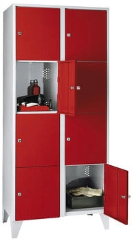 Wolf Wertfachschrank 400 mm 2 Abteile 8 Fächer Sicherheitszylinderschloss Fuß feuerrot