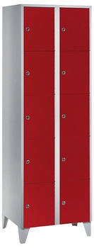Wolf Wertfachschrank 300 mm 2 Abteile 10 Fächer Sicherheitszylinderschloss Fuß feuerrot