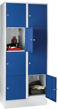 Wolf Wertfachschrank 400 mm 2 Abteile 8 Fächer Sicherheitszylinderschloss Sockel enzianblau