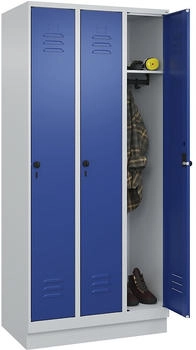 C+P Spind Classic PLUS 80020-30 Sockel 3 Abteile 1950x900x500mm Lichtgrau/ Enzianblau