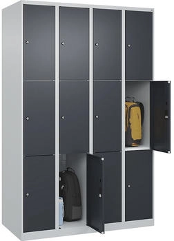 C+P Schlie&szlig;fachschrank Classic PLUS 4 Abteile 1850x1200x500mm 7035/7016