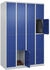 C+P Schließfachschrank Classic PLUS 4 Abteile 1850x1200x500mm 7035/5010 Innenhöhe Gefach oben (oberes 453 mm Front RAL 5010 Enzianblau