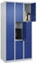 C+P Schließfachschrank Classic PLUS 3 Abteile 1850x900x500mm 7035/5010 Innenhöhe Gefach oben (oberes 599 mm Front RAL 5010 Enzianblau