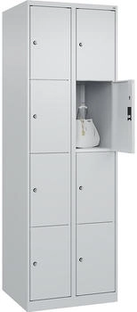 C+P Schließfachschrank Classic PLUS 2 Abteile 1850x600x500mm 7035/7035 Innenhöhe Gefach oben (oberes 453 mm Front RAL 7035 Lichtgrau