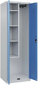 C+P Putzmittel-Spind Classic PLUS 2 Abteile 1850x600x500mm 7035/5012 Verschluss Sicherheits-Drehriegel