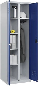 C+P Wäsche-/Garderobenspind Classic PLUS 2 Abteile 1850x600x500mm 7035/5010 Verschluss Sicherheits-Drehriegel Front RAL 5010 Enzianblau