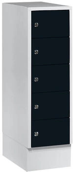 Wolf Schließfachschrank Stahlbl. Türanschl. rechts Zylinderschloss 5 Fächer B 300 x H 965 mm l.grau RAL 7035/t.schw. RAL 9005