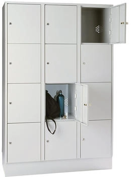Wolf Wertfachschrank 400 mm 3 Abteile 12 Fächer Sicherheitszylinderschloss Sockel lichtgrau