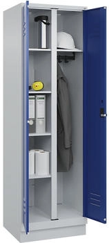 C+P Wäsche-/Kombispind Classic PLUS Sockel 2 Abteile 1950x600x500mm 7035/501 Verschluss Sicherheits-Drehriegel Front RAL 5010 Enzianblau