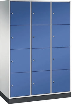 C+P Schließfachschrank XL 8470-302 Intro 3x 4 Fächer 400mm (HxBxT) 1950x1220x490mm Lichtgrau/Enzianblau