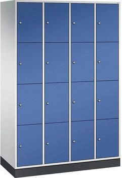 C+P Schließfachschrank 8470-401 S4000 Intro 16 Fächer 300mm (HxBxT) 1950x1220x500mm Lichtgrau/Enzianblau