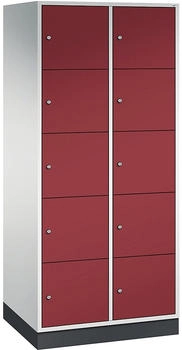 C+P Schließfachschrank XL 8570-203 Intro 2x 5 Fächer 400mm (HxBxT) 1950x820x590mm Lichtgrau/Rubinrot