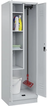 C+P Putzmittel-Spind Classic PLUS Sockel 2 Abteile 1950x600x500mm 7035/7035 Verschluss Sicherheits-Drehriegel