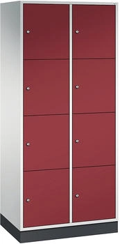 C+P Schließfachschrank Intro 8 Fächer H1950xB820xT500mm Front Rubinrot Korpus Lichtgrau