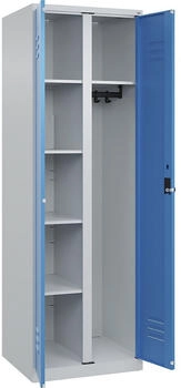 C+P Wäsche-/Garderobenspind Classic PLUS 2 Abteile 1850x600x500mm 7035/5012 Verschluss Sicherheits-Drehriegel Front RAL 5012 Lichtblau