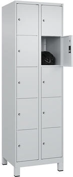 C+P Schließfachschrank Classic PLUS Füße 2 Abteile 1950x600x500mm 7035/7035 Innenhöhe Gefach oben (oberes 365 mm Front RAL 7035 Lichtgrau