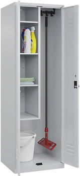 C+P Putzmittel-Spind Classic PLUS 80100-00 bodenstehend 2 Abt. je 300mm Drehriegel (HxBxT) 1850x600x500mm 7035/7035