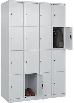 C+P Schlie&szlig;fachschrank Classic PLUS 4 Abteile 1850x1200x500mm 7035/7035 Innenh&ouml;he Gefach oben (oberes 453 mm Front RAL 7035 Lichtgrau