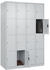 C+P Schließfachschrank Classic PLUS 4 Abteile 1850x1200x500mm 7035/7035 Innenhöhe Gefach oben (oberes 453 mm Front RAL 7035 Lichtgrau