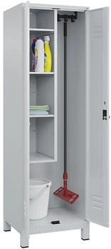 C+P Putzmittel-Spind Classic PLUS 80110-00 mit Füßen 2 Abt. je 300mm Drehriegel (HxBxT) 1950x600x500mm 7035/7035