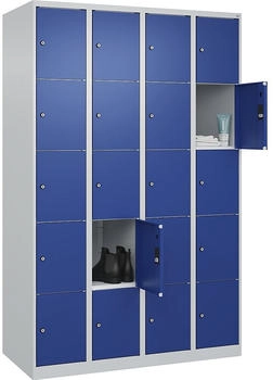 C+P Schlie&szlig;fachschrank Classic PLUS 4 Abteile 1850x1200x500mm 7035/5010 Innenh&ouml;he Gefach oben (oberes 365 mm Front RAL 5010 Enzianblau