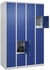 C+P Schließfachschrank Classic PLUS 4 Abteile 1850x1200x500mm 7035/5010 Innenhöhe Gefach oben (oberes 365 mm Front RAL 5010 Enzianblau